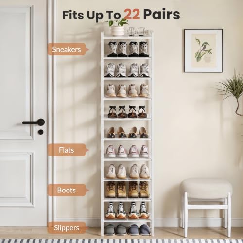 Narrow Shoe Rack 10-Tier, Tall Shoe Organizer for Small Spaces - Image 5