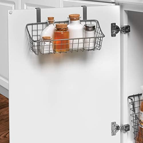 Spectrum Small Hanging Over Cabinet Door Kitchen Storage Organizer Basket Satin Nickel Wire Basket for Cleaning Supplies Washcloths Hand Towels, Cabinet Hanging Basket Fits Doors Up To 0.75 Inch Thick - Image 3