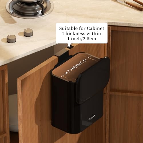 Hanging Stainless Steel Trash Can, 1.6 Gallon /6L Small Compost Bin for Kitchen Cabinet, Bathroom and Office (Red) - Image 6