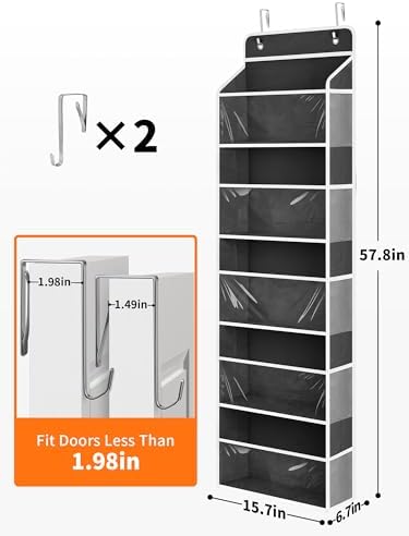 JARLINK Over The Door Toy Storage Organizer w/Clear Window, Black - Image 2