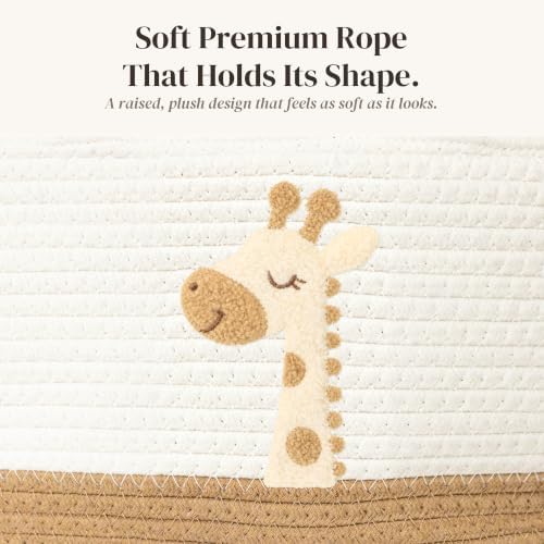 Baby Diaper Caddy Organizer - Giraffe Safari Nursery Storage Rope Basket - Image 4