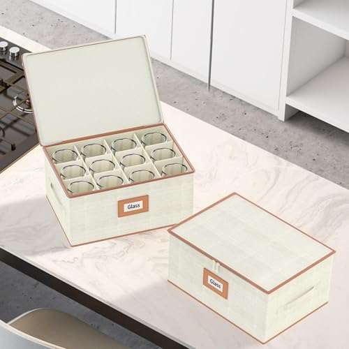 2-Pack Wine Glass Storage Box with Dividers, Hard Shell Stemware Storage - Image 5