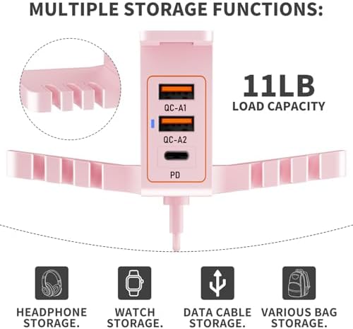 cozoo Desk Headphone Holder Hook Headset Watch Cable Bag Storage Pink - Image 2