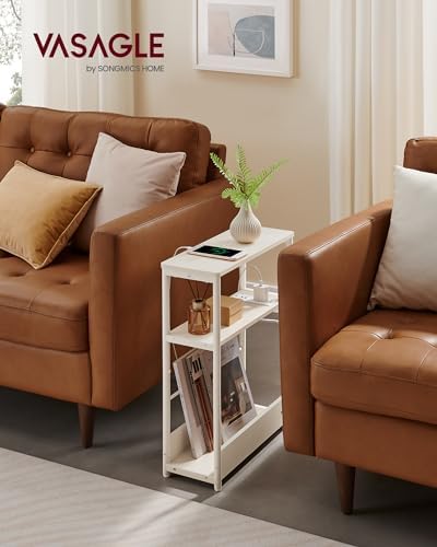 VASAGLE 3-Tier Side Tables with Charging Station, Narrow Nightstands - Image 2