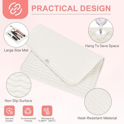 Suafrnut Oversize Silicone Heat Resistant Mat for Hair Tools(14.2" x 11") - Image 4