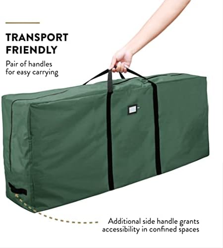 ZOBER 600D Oxford Fabric Large Christmas Tree Storage Bag - Fits 9 Ft Artificial Trees - Tear Proof Waterproof Christmas Tree Bag For Storage Box For Xmas - Strong, Durable Handles - Card Slot - Green - Image 4