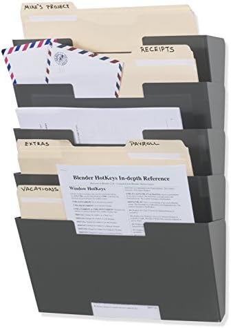 Wallniture Lisbon Metal Wall File Holder Organizer, 5-Tier File Folders Letter Size Magazine Holder and Office Decor, Gray by Wallniture