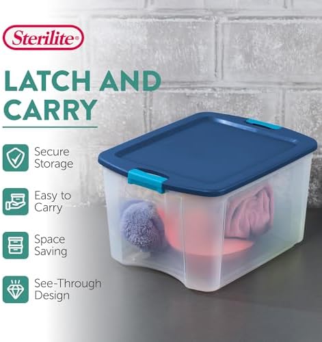 Sterilite Latch and Carry, Plastic Storage Bins w/ Lids, 18 Gallon, 12-Pack - Image 3