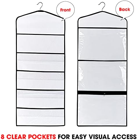 Gift Bag and Tissue Paper Storage, Hanging Organizer with Multiple Front and Back Pockets Double Sided, Organize Gift Wrap and Paper Bags 38 x 16 Inch (Black seam) - Image 2