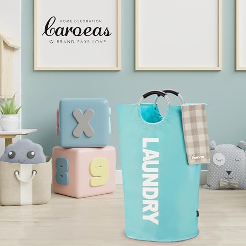 Caroeas 125L Laundry Basket,Large Laundry Hamper, Laundry Bag with Padded Handles, Clothes Hamper Stands Up Well, Collapsible Free Standing Easy Storage Washing Bin (Light Blue,125L) - Image 6