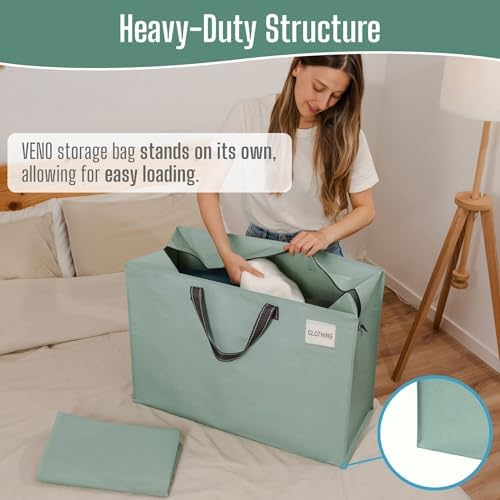 VENO Heavy Duty Moving Bags, Storage Bags, 27 Gallon, Light Green, 4 Pack - Image 2