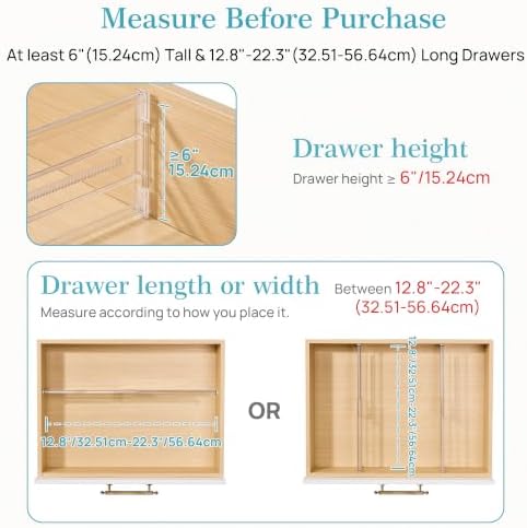 Vtopmart 6" Tall Upgrade Drawer Dividers, 12.8"-22.3" Expandable, 10 Pack - Image 2