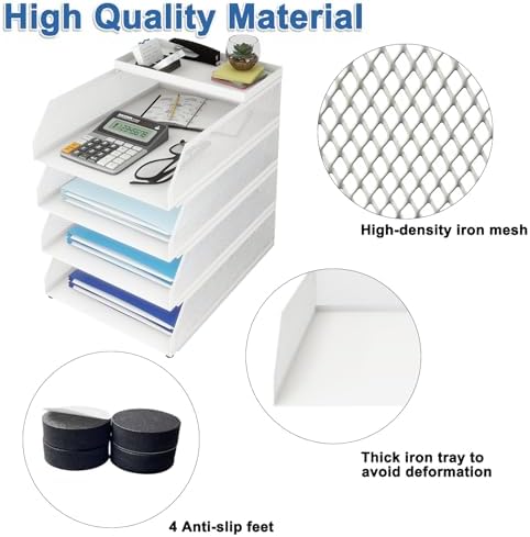 Natwind 4-Tier Stackable Metal Mesh Desk Paper Tray Organizer,White - Image 3