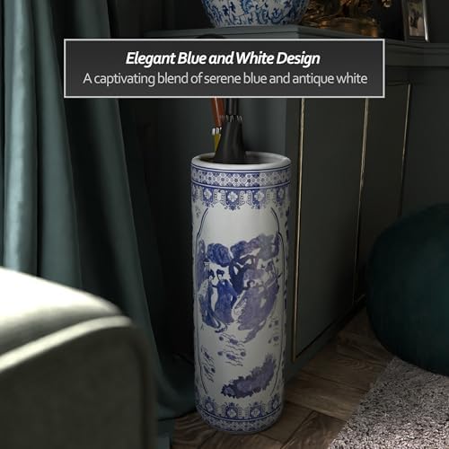 Red Lantern 24" Ladies Blue & White Porcelain Umbrella Stand - Image 2