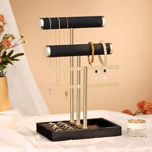 Jewelry Organizer Stand for Necklaces, Bracelets, Earrings, Rings, Black - Image 4