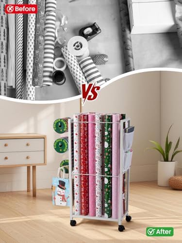 Wrapping Paper Storage Cart Gift Wrapping Ribbon Organizers Storage - Image 6