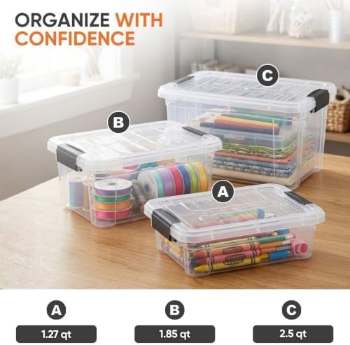 Superio 1.85 Quart Clear Plastic Storage Boxes with Lids, Stackable Organizer Containers, BPA-Free Storage Bins for Home, Office, School & Dorm, 6 Pack - Image 5