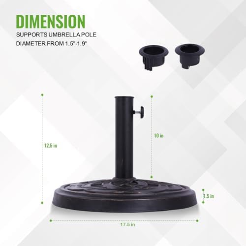 Backyard Expressions Round Heavy Duty Patio Umbrella Base – Weather Resistant Calcium Carbonate Resin with Bronze Weave Design – Fits 1.5" to 2" Poles, Easy Assembly, UV & Fade Resistant - Image 2