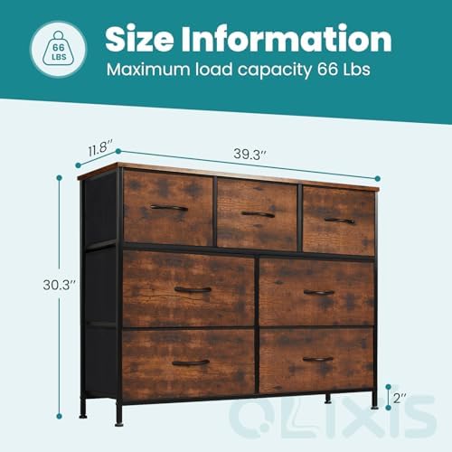 OLIXIS 7 Drawer Fabric Dresser, Storage Tower for Bedroom and Closet - Image 3