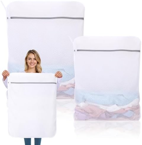 Dntorx 2 Pack X-Large + XX-Large Mesh Laundry Bags for Delicates, White by Dntorx