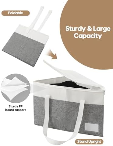 2-Pack Rigid Hanger Organizer Bags with Lid, Triangle Hanger Storage Organizers for Closet, Laundry Room, Wardrobe, Drying Rack, Dustproof Space Saving Holder, Grey & White - Image 4