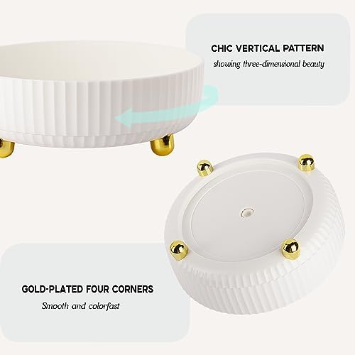 360 Rotating Makeup Perfume Organizer Skincare Tray, Large Ivory White - Image 3