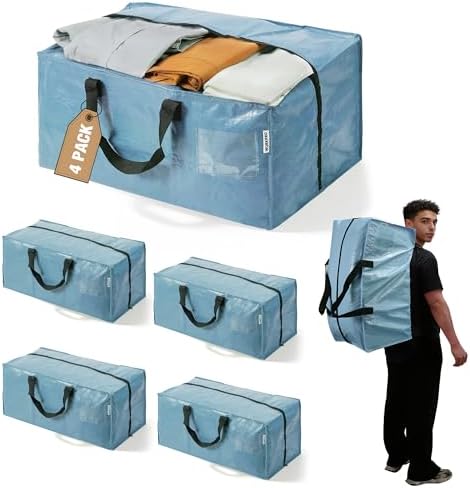 WORKPRO 4 Pack Extra Large Moving Bags with Backpack Straps & Handles by WORKPRO
