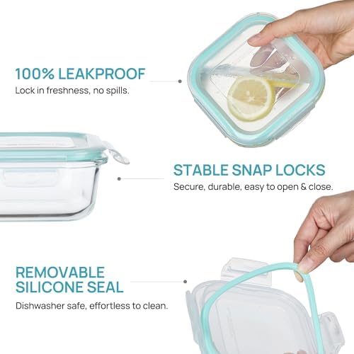 Vtopmart 5Pack 17.5oz Glass Storage Containers with Lids, Green - Image 6