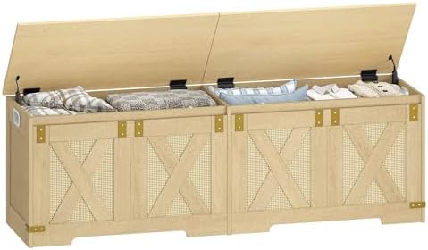 Hzuaneri 59 inches Boho Storage Chest and Bench | 70 Gal | 330lb Seat by Hzuaneri