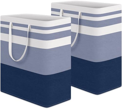 HomeHacks 2 Pack Large Laundry Baskets, Laundry Hampers Bags (Blue 100Lx2) by HomeHacks