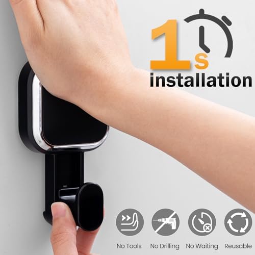 LEVERLOC 4 Pack Suction Cup Hook for Inside Shower, Towels & Looafhs, Black - Image 2