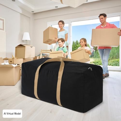 130L Canvas Storage Duffle Bag, Black, 31''x15''x15'', 1 Count - Image 4