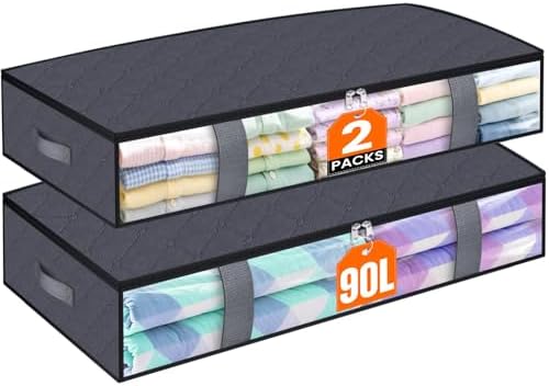 TasticTotes 2 Pack Under Bed Storage Containers, 90L Blanket Storage Bags by Unknown