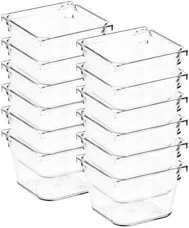 12 Pack Drawer Organizers, 3"X 3" Clear Acrylic Storage Bins by Ravinte+Decor