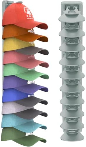 Hat Organizer for Baseball Caps, 1 Pack Hat Rack for Wall, Strong Adhesive Hat Storage Display Holder(Gray) by Unknown
