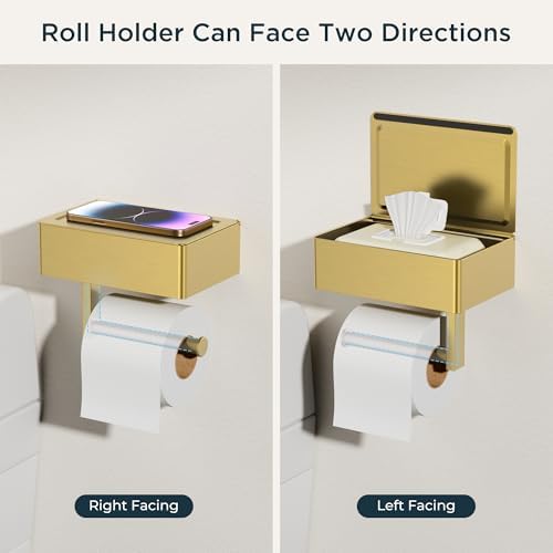 FORIOUS Toilet Paper Holder with Shelf, Wall-Mounted Modern Wipes Dispenser - Image 7