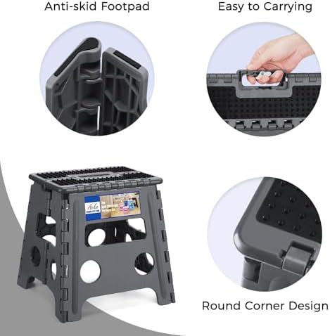 ACKO 13" Folding Step Stool, Non-Slip Surface for Adults & Kids, Dot Gray - Image 5