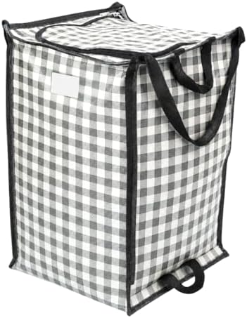 DURASACK XL 48-Gallon Zipper Top Heavy Duty Storage Tote Bags, Gray Gingham by DURASACK