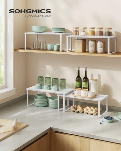 SONGMICS Cabinet Organizer Shelf, Set of 4 Spice Rack, Kitchen Storage - Image 2