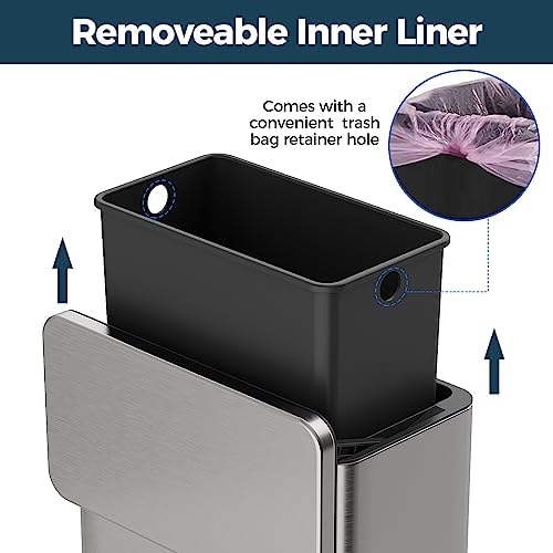 Stainless Steel Hanging Trash Can with Lid and Inner Bucket, 2 Gallon Kitchen Compost Bin for Counter Top, Under Sink or Wall Mount, Small Garbage Can for Cupboard/Bathroom/Bedroom/RV - Image 5