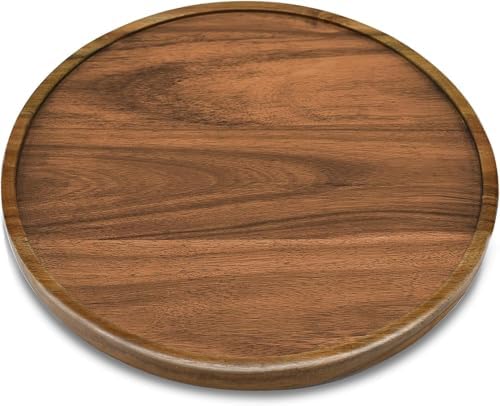 11" Acacia Wood Lazy Susan Organizer Kitchen Turntable for Cabinet Pantry Table Organization - Image 2