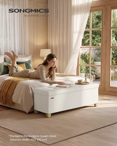 SONGMICS Storage Ottoman Bench with Legs, Flipping Lid, 43.3 Inches - Image 2