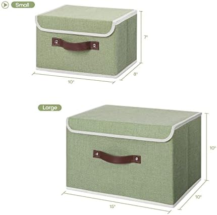 ANMINY Fabric Storage Box Bins with Lids, Green, 10"x8"x7" - Image 5