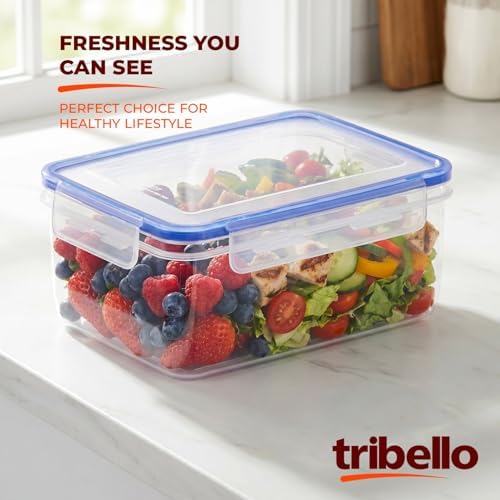 Tribello 68 oz Airtight Food Storage Containers with SnapTight Lids – Clear, Stackable, BPA-Free Meal Prep Containers for Kitchen, Freezer & Pantry – 3-Pack - Image 2