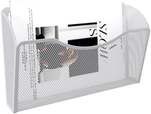 EasyPAG Wall File Organizer, Metal Mesh Hanging File Folder Holder for Letter/A4 Size Folders, Vertical Wall Mount Mail Sorter for Office Paperwork, Classroom, White - Image 3