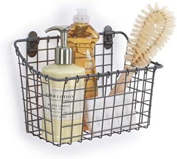 Spectrum Large Wall Mounted Wire Basket Industrial Gray Kitchen Wall Mount Organizer Storage Basket, Wire Basket for Kitchen Bathroom Pantry Organization, Wall Hanging Wire Caddy for Modern Homes - Image 3