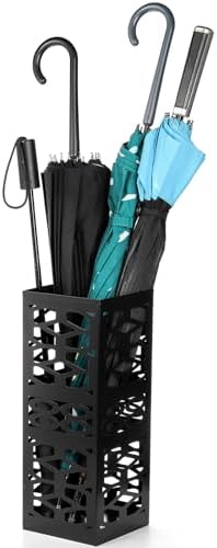 ZENFUN Metal Umbrella Holder Stand for Entryway, Square Umbrella Organizer, Walking Sticks Storage Bin Freestanding for Home, Office, Hotel, Black, 5.9 x 5.9 x 15.7 Inches - Image 3