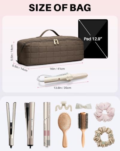 Hair Tools Travel Bag with Heat Resistant Mat, Taupe Brown - Image 4
