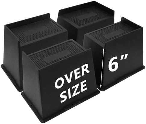 4 Pack Bed Risers 6 inch Heavy Duty, Oversized Furniture Risers by HANIHUA