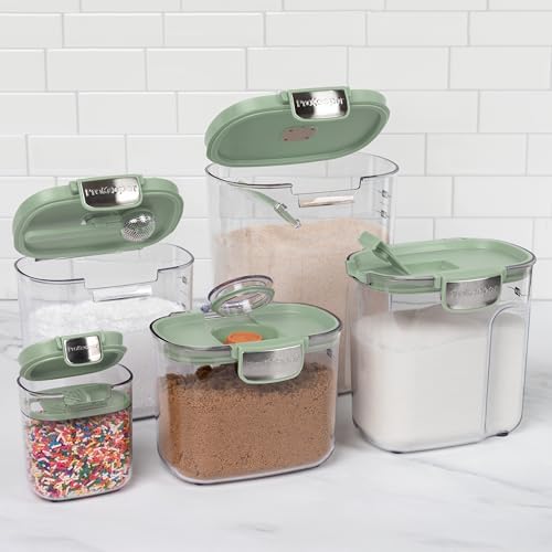 ProKeeper+ Airtight Food Storage Container Set – Clear Plastic Flour and Sugar Canister Set with Magnetic Accessories for Kitchen Organization (Pistachio, 9-Piece) - Image 4